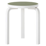 Aalto stool 60, stone white - olive linoleum Aalto stool 60, stone white - olive linoleum