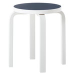 Aalto stool E60, stone white - blue linoleum Aalto stool E60, stone white - blue linoleum