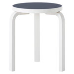 Aalto stool 60, stone white - blue linoleum Aalto stool 60, stone white - blue linoleum