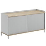 Cassettiere e credenze, Credenza Enfold, 124,5 cm, bassa, rovere - grigio, Grigio