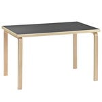 Matbord, Aalto bord 81B, björk - svart linoleum, Svart
