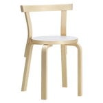 Chaises de salle à manger, Chaise Aalto 68, bouleau - stratifié blanc, Blanc