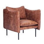 Armchairs & lounge chairs, Tiki armchair, small, black steel - vintage rangers leather, Brown