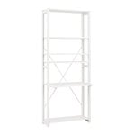 Bookcases, Classic shelf with working space, white, White