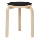 Aalto stool 60, black linoleum - birch