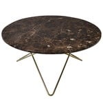 Coffee tables, O table, brass - brown marble, Brown