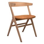Dining chairs, No 9 chair, soaped oak - cognac leather, Natural
