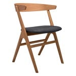 Chaises de salle à manger, Chaise No 9, chêne huilé - cuir anthracite, Naturel