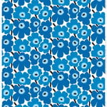Tessuti Marimekko, Tessuto Pieni Unikko, bianco - blu, Blu