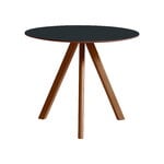 CPH20 round table, 90 cm, lacquered walnut - dark grey lino