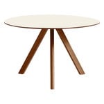 Dining tables, CPH20 round table, 120 cm, lacquered walnut - off white lino, White