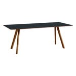 Ruokapöydät, CPH30 pöytä, 200 x 90 cm, lakattu pähkinä - tummanharmaa lino, Harmaa