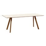 Ruokapöydät, CPH30 pöytä, 200 x 90 cm, lak. pähkinä - luonnonvalkoinen lino, Valkoinen