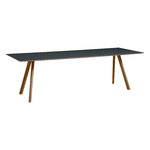 Matbord, CPH30 bord, 250 x 90 cm, lackad valnöt - mörkgrå linoleum, Grå