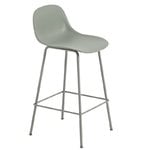 Fiber counter stool with backrest, 65 cm, tube base, dusty green