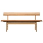 Benches, Mogensen 3171 bench, soaped oak - Omni cognac leather, Brown