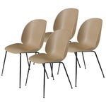 Dining chairs, Beetle chair, matt black - pebble brown, set of 4, Brown