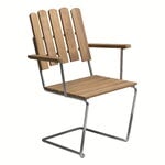Patio chairs, Armchair A2, galvanized steel - teak, Natural