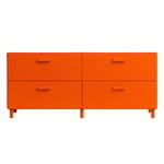 Storage furniture, Relief chest of drawers with legs, low, orange, Orange