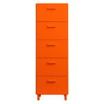 Storage furniture, Relief chest of drawers with legs, tall, orange, Orange