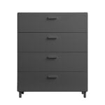 Storage furniture, Relief chest of drawers with legs, wide, grey, Gray