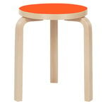 Stools, Aalto stool 60, orange linoleum - birch, Orange