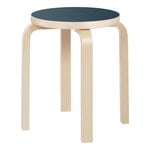 Artek Aalto stool E60, smokey blue linoleum - birch