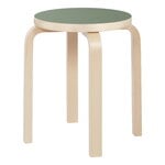 Stools, Aalto stool E60, olive linoleum - birch, Natural
