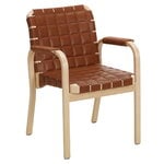 Artek Aalto Armchair 45, birch - cognac quilted leather