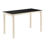 Dining tables, Aalto table 80B, 60 x 100 cm, birch - black linoleum, Black