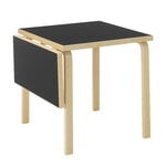 Tables de salle à manger, Table pliante Aalto DL81C, bouleau - linoléum noir, Noir
