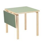 Matbord, Aalto klaffbord DL81C, björk - pistasch/oliv linoleum, Naturfärgad