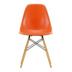 Chaises de salle à manger, Eames DSW Fiberglass Chair, rouge orange - érable, Orange