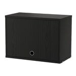 Shelving units, String cabinet with flip door, 58 x 30 cm, black stained ash, Black