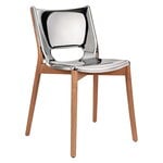 Dining chairs, Poêle chair, brown beech - mirror polished steel, Brown