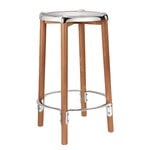 Alessi Tabouret de bar Poêle, hêtre marron - acier poli miroir