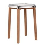 Tabourets, Tabouret Poêle, hêtre marron - acier poli miroir, Marron