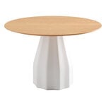 Tables de salle à manger, Table Burin, 120 cm, blanc - chêne mat, Blanc