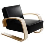 Armchairs & lounge chairs, Aalto armchair 400 "Tank", birch - black leather, Black