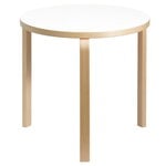 Esstische, Aalto Tisch 90B, Birke - Laminat weiß, Weiß