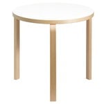 Artek Table Aalto 90B, bouleau - stratifié blanc