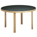 Matbord, Aalto bord 91, björk - svart linoleum, Svart