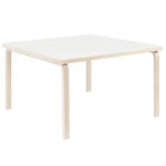 Ruokapöydät, Aalto pöytä 84, 120 x 120 cm, koivu - valkoinen laminaatti, Valkoinen