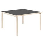 Dining tables, Aalto table 84, 120 x 120 cm, birch - black linoleum, Black