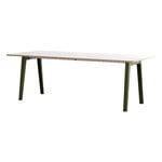 Esstische, New Modern Tisch, 220 x 95 cm, weißes Laminat - Rosmaringrün, Weiß