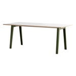 Ruokapöydät, New Modern pöytä 190 x 95 cm, valk. laminaatti - tummanvihreä, Valkoinen