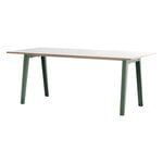 Ruokapöydät, New Modern pöytä 190 x 95 cm, valk. laminaatti - harmaanvihreä, Valkoinen