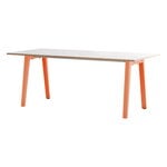 Ruokapöydät, New Modern pöytä 190 x 95 cm, valk. laminaatti - vaaleanpunainen, Valkoinen