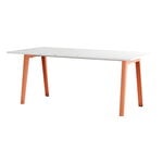 Matbord, New Modern bord 190 x 95 cm, återvunnen plast - askrosa, Vit