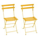 Terrassenstühle, Bistro Metal Stuhl, 2 Stück, Honigfarben strukturiert, Gelb